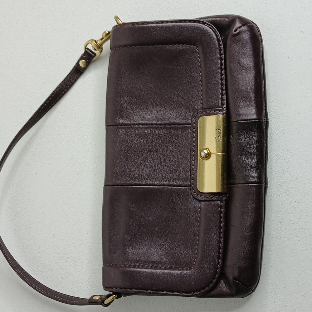 Coach- Brown Leather Foldover Wristlet/Purse - Kristen